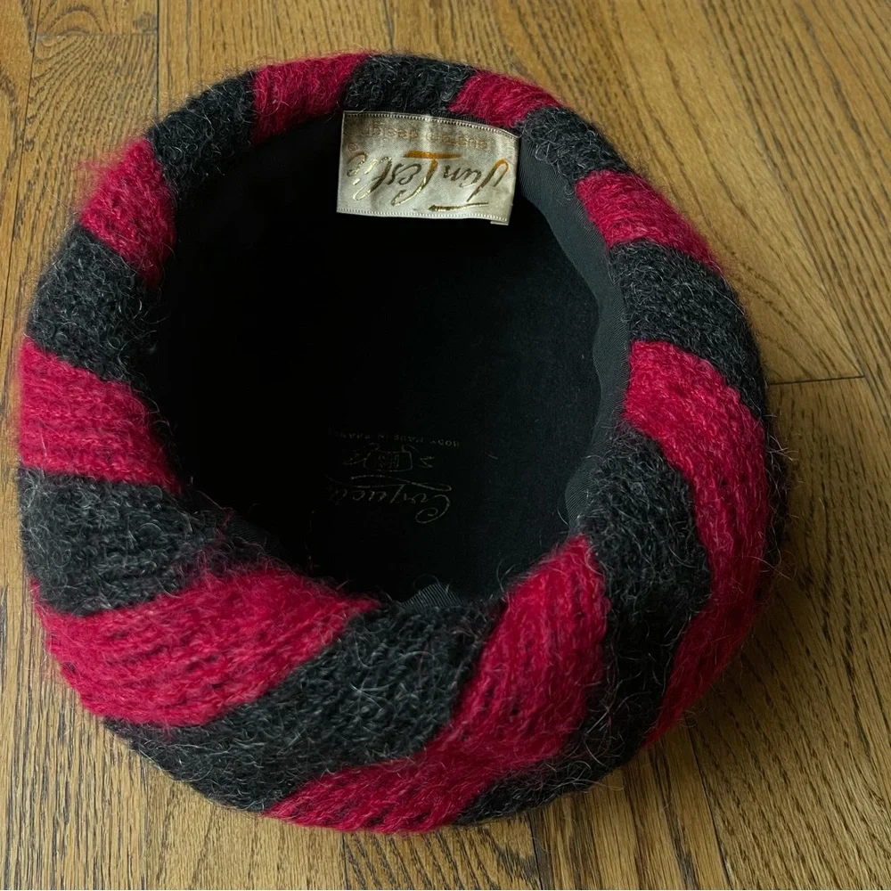 Jan Leslie Custom Design Vintage Coquette French Breton Hat Wool Vintage Black